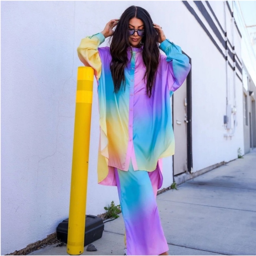 Dressed in Lala Rainbow Satin Playsuit